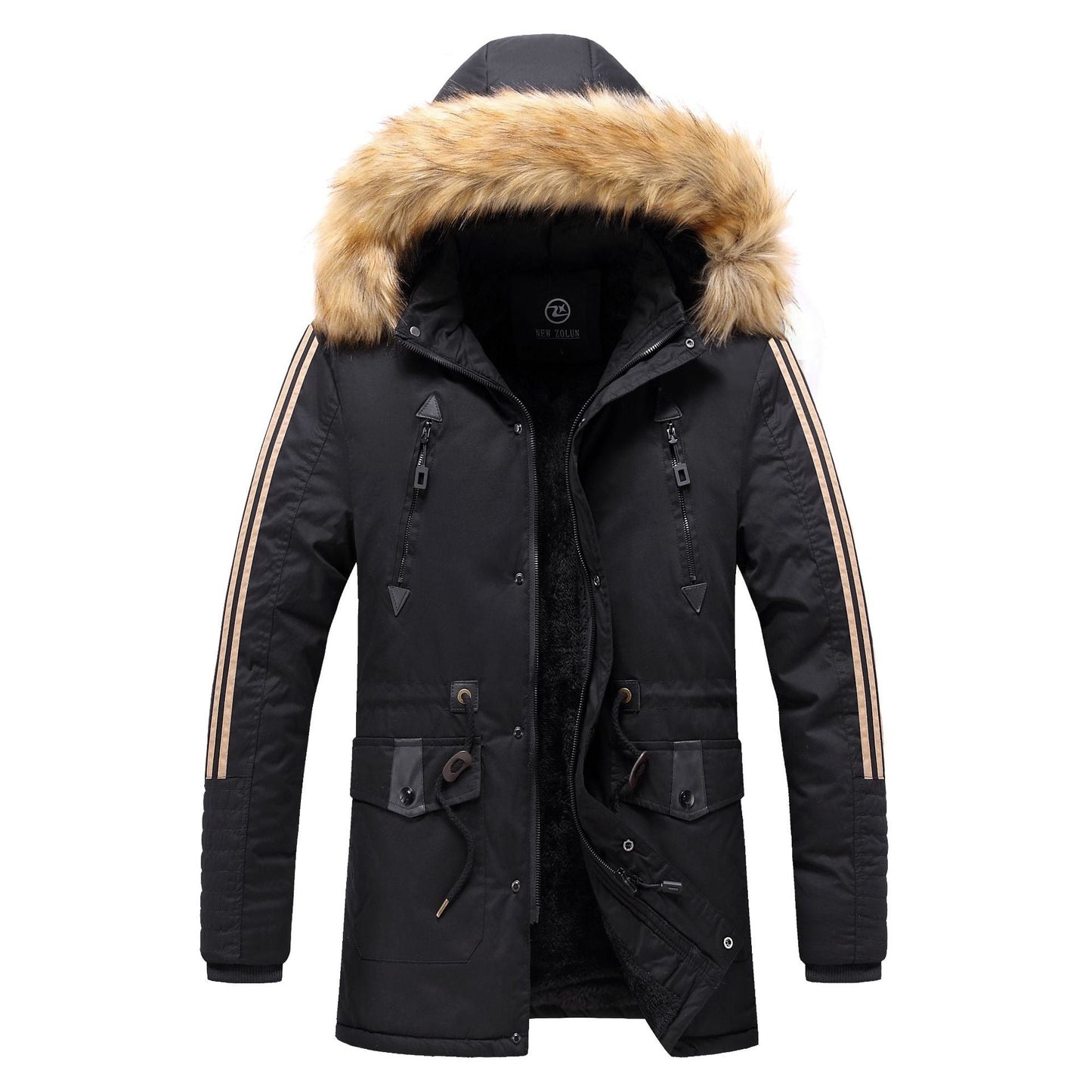 Herren Winterparka Abnehmbarer Kunstfellkragen Warm