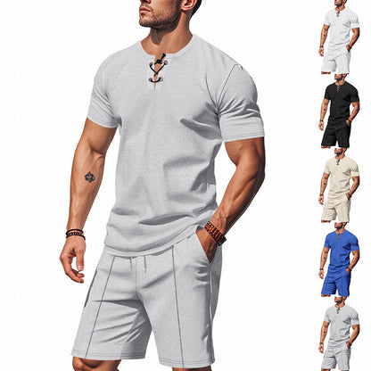 Herren Henley-Shirt Set Kurzarm atmungsaktiv Modisch - BerlinGlamour