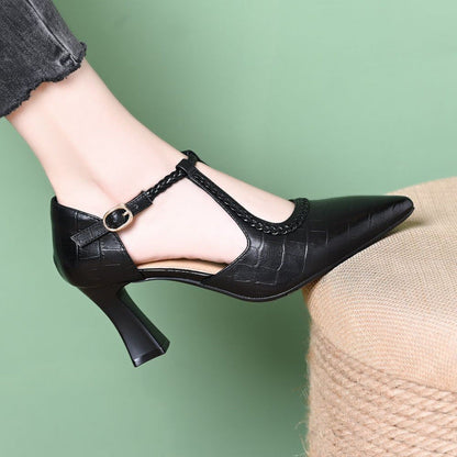 Damen Pumps High Heel mit Riemen Design Elegant Schuhe
