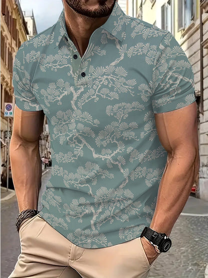 Herren Polohemd Kurzarm Floral Modern Style