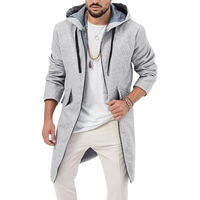 Herren Longjacke Modern mit Kapuze Wasserabweisend