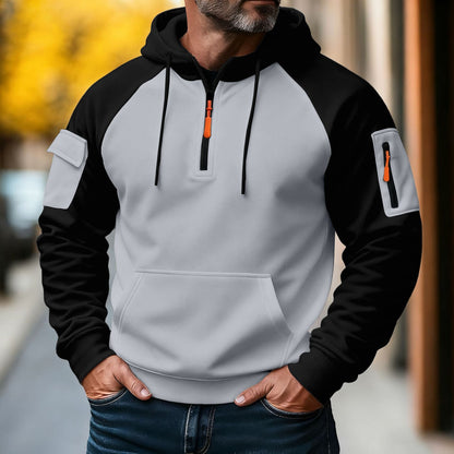 Herren Hoodie Funktional mit Reißverschluss und Taschen