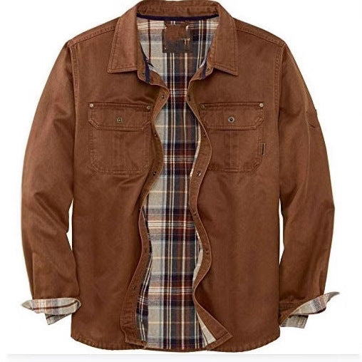 Herren Hemdjacke kariert mit Brusttaschen Modern