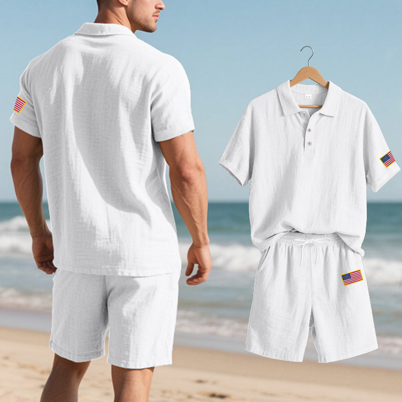 Herren Poloshirt mit Shorts Sommerlook Strandmode - BerlinGlamour
