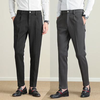 Herren Business-Hose Slim Fit Nadelstreifen Schwarz Modern