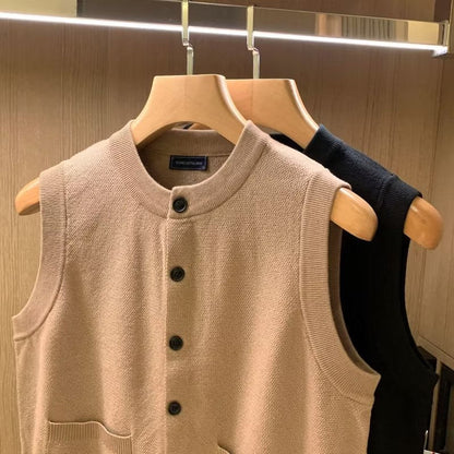 Damen Strickweste Elegant mit Taschen Schwarz