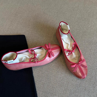 Damen Ballerinas Bequem Schleifen Design Elegant