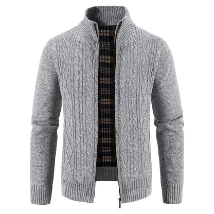 Herren Strickjacke Struktur Optik Hochkragen Modern
