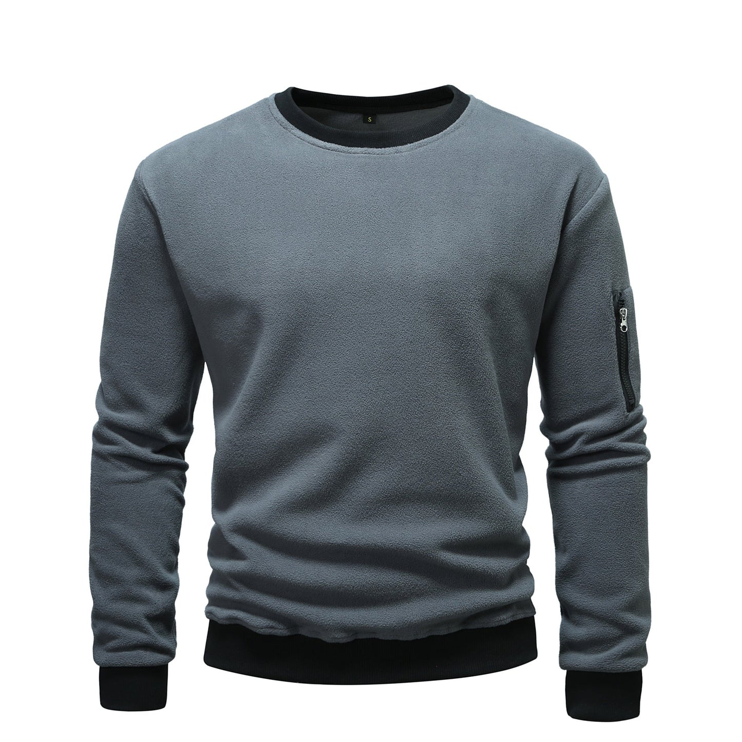 Herren Fleece Pullover Kuschelig Reißverschluss Tasche