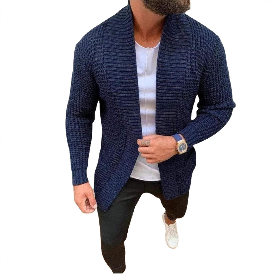 Herren Strickjacke Strukturiert Mit Tiefem Kragen Modern