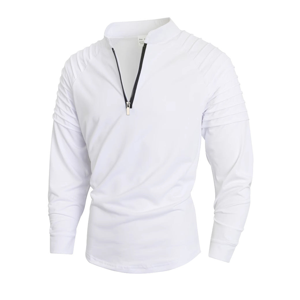 Herren Langarmshirt Stehkragen Reißverschluss Modern Berlin Style