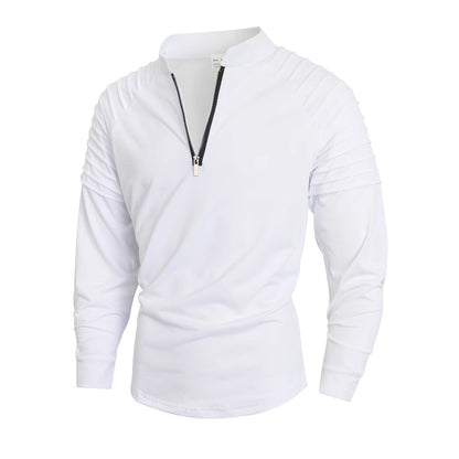 Herren Langarmshirt Stehkragen Reißverschluss Modern Berlin Style