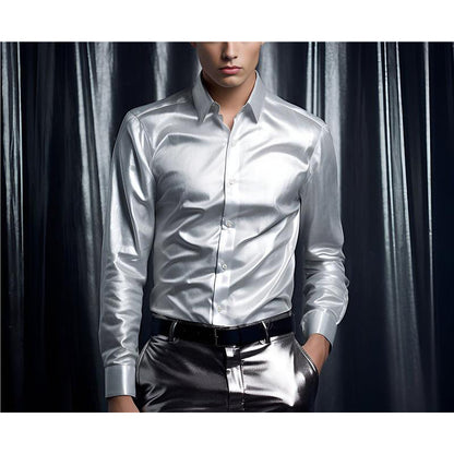 Herren Hemd Modern Satin Glänzend SlimFit