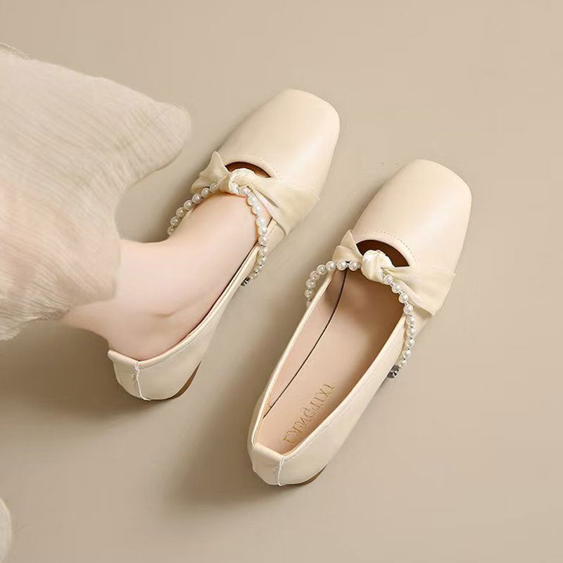 Damen Ballerinas Elegante Perlen Schuhe