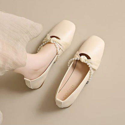 Damen Ballerinas Elegante Perlen Schuhe
