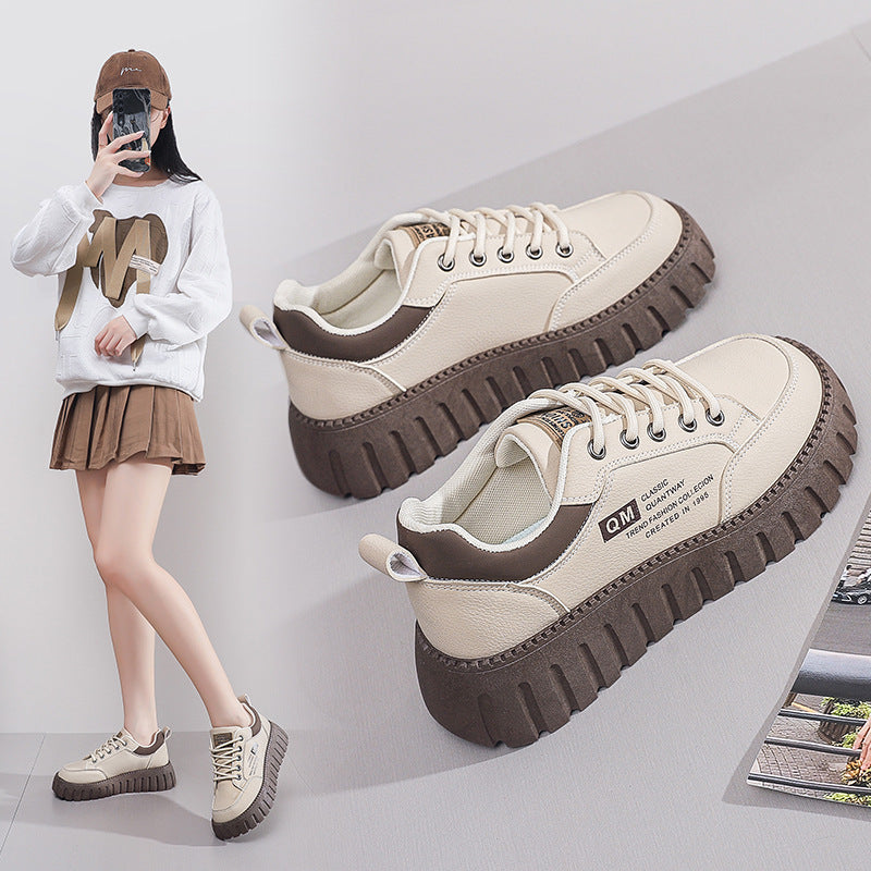 Damen Sneaker Plattform atmungsaktiv mit Gummi-Lauffläche - BerlinGlamour