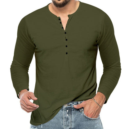 Herren Longsleeve Hemd Soft Material Knopfleiste Modern