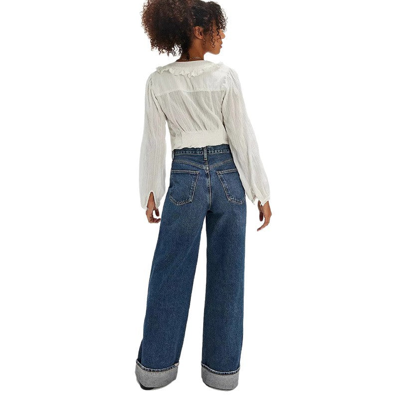 Damjeans Weite Bein Modisch Elastic