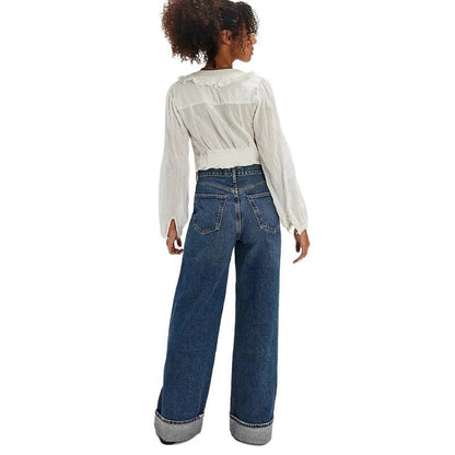 Damjeans Weite Bein Modisch Elastic