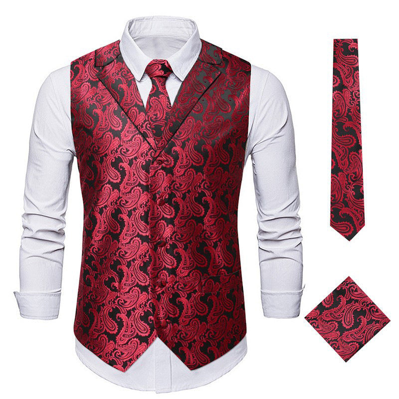 Elegante Herrenweste Paisley Muster Modern Schwarz