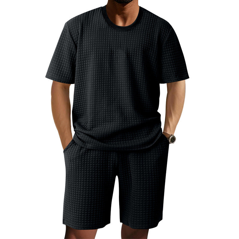 Herren Kurzarm-Set Modern mit Taschen und Strukturdetails