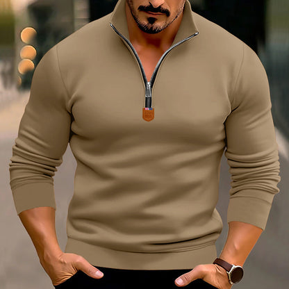Herren Sweatshirt Modern Reißverschluss Grau Sportlich