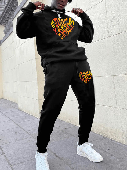 Herren SportSet Kapuzenpullover und Jogginghose mit Herzmuster