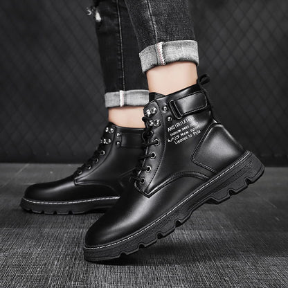 Herren Stiefel Robust Leder Schuhe Modern