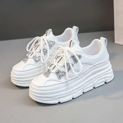 Damen Sneaker Sportlich Glitzer Chunky Schuhe