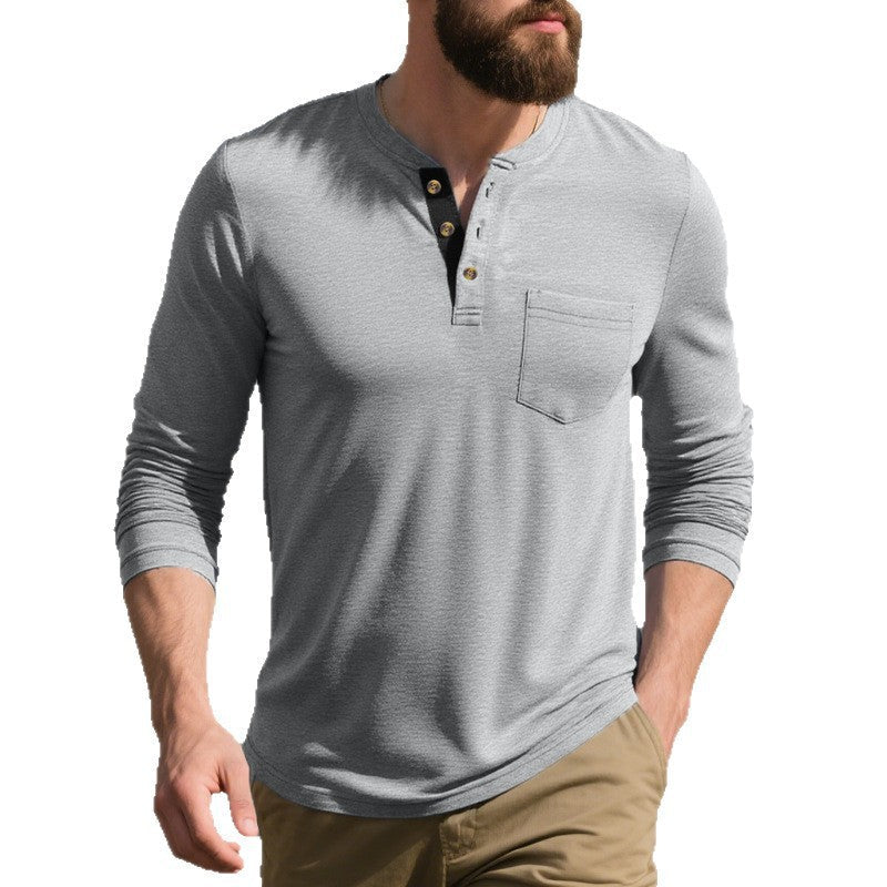 Herren Langarmshirt Elegant Modern Schwarz