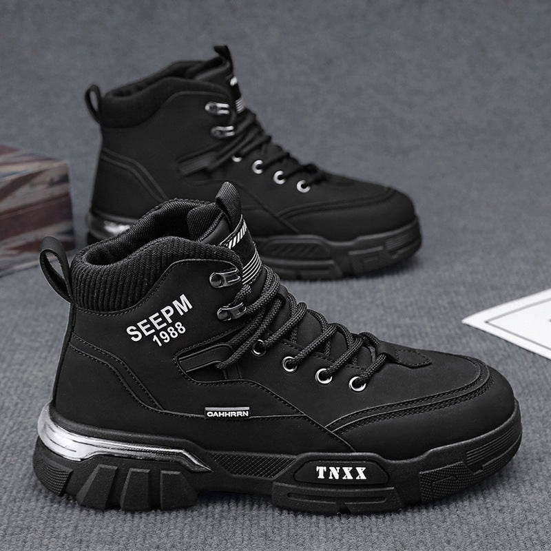 Herren Sneaker High-Top Sportlich atmungsaktiv Schwarz