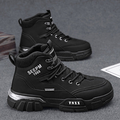 Herren Sneaker High-Top Sportlich atmungsaktiv Schwarz