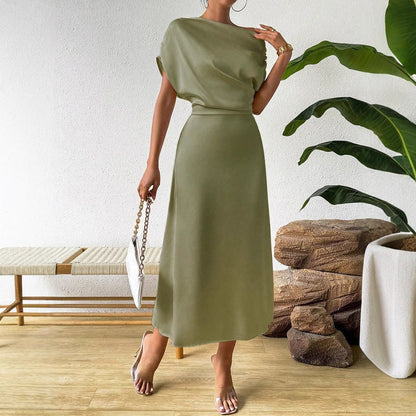 Elegantes Abendkleid Damen Asymmetrisch Fließend