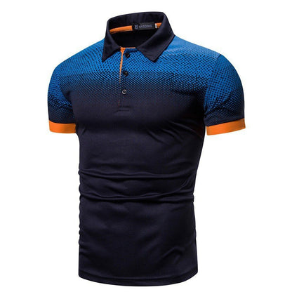 Herren Poloshirt Farbverlauf Modern Kontrastdetails