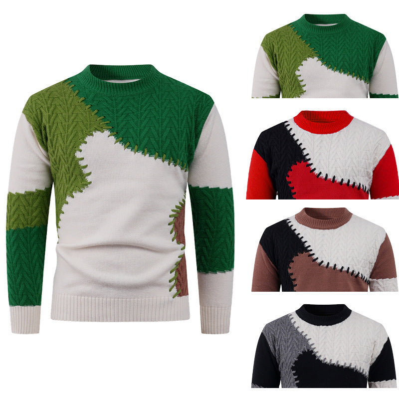 Herren Strickpullover Patchwork Design Modern Urban - BerlinGlamour