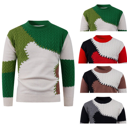 Herren Strickpullover Patchwork Design Modern Urban - BerlinGlamour