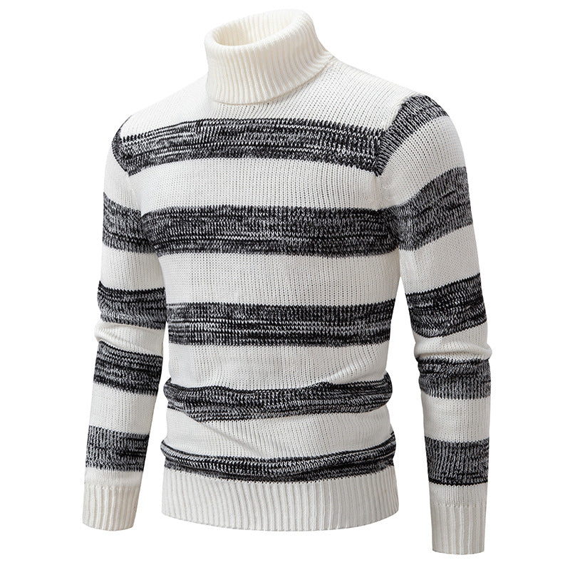 Herren Rollkragenpullover Streifenmuster Hochwertig Modisch
