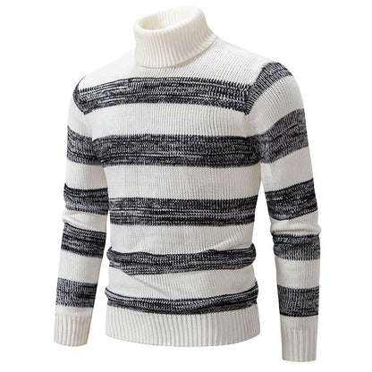 Herren Rollkragenpullover Streifenmuster Hochwertig Modisch