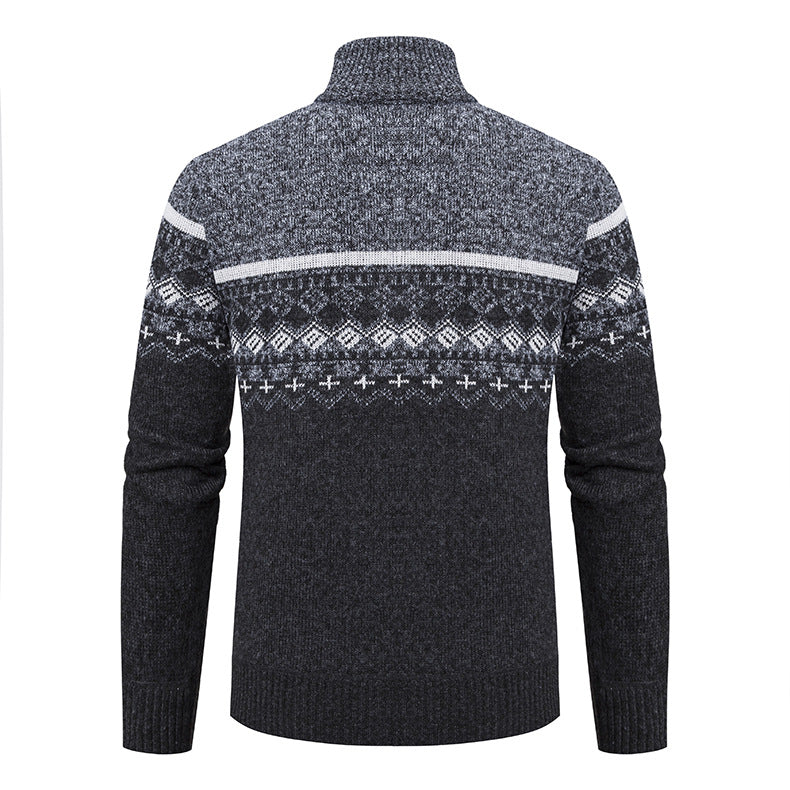 Herren Strickjacke Modern Hochkragen Grau