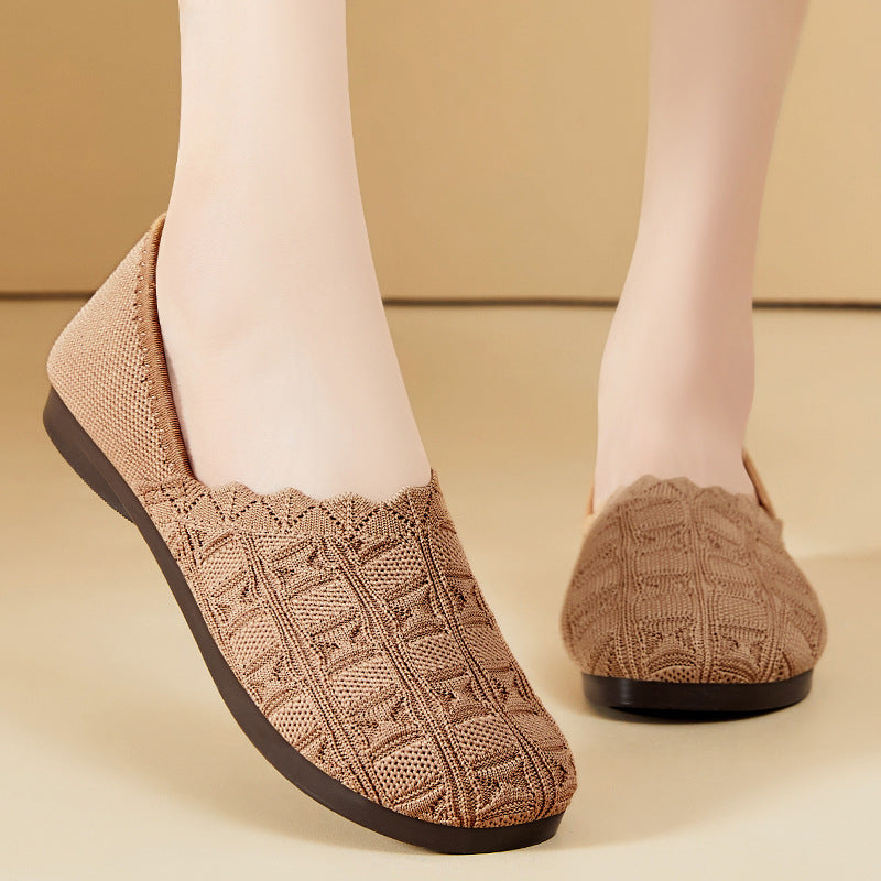 Ballerinas Damen atmungsaktiv Bequem Strick Schuhe