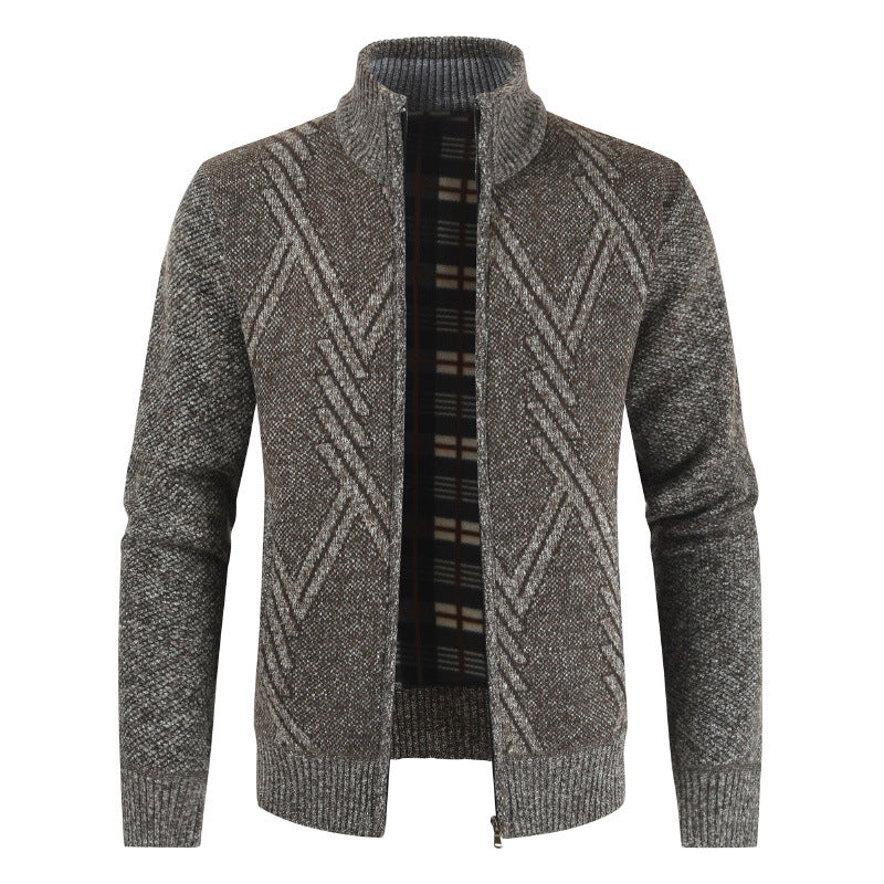 Herren Strickjacke Modern mit Hochkragen und Textur - BerlinGlamour