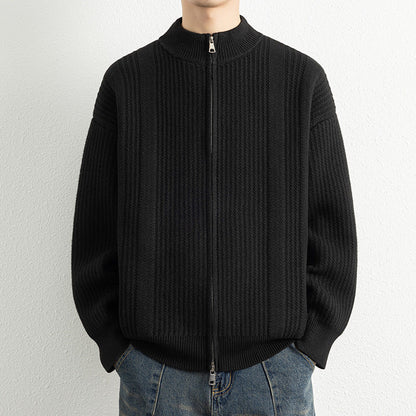 Herren Strickjacke Modern Zipper Oberflächenstruktur