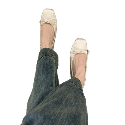 Damen Ballerinas Klassisch mit Schleife Flexibel