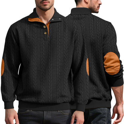 Herren Strickpullover Modern mit Knöpfen und Kontrastfarben