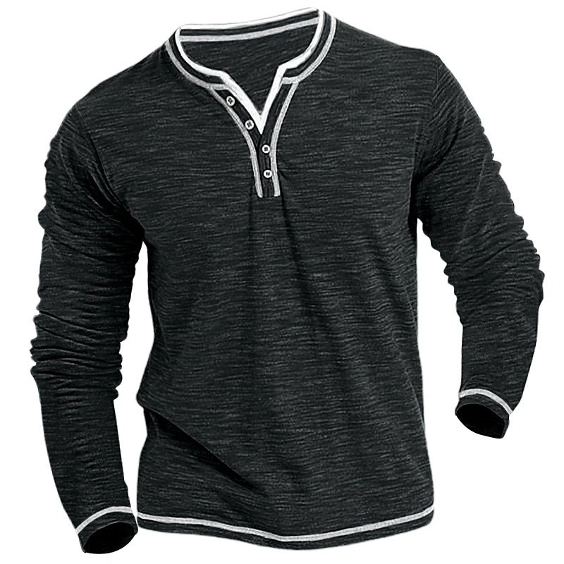 Herren Langarmshirt Modern mit Kontrastnähten Casual