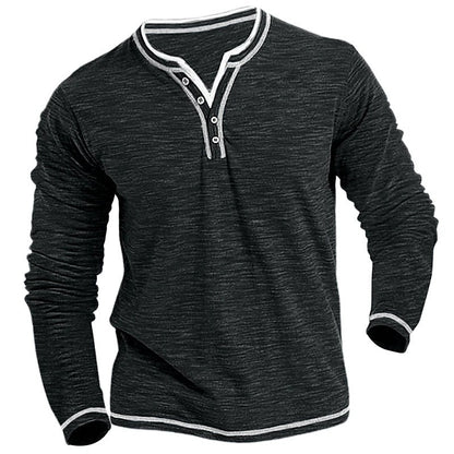 Herren Langarmshirt Modern mit Kontrastnähten Casual