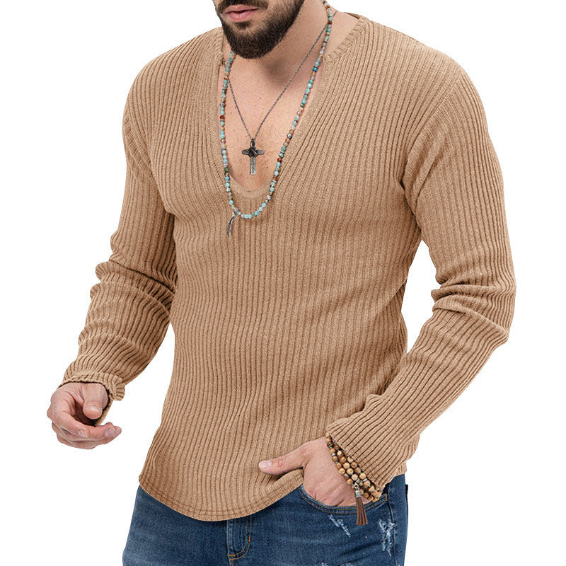 Herren Pullover Langarm V-Ausschnitt Moderner Schnitt