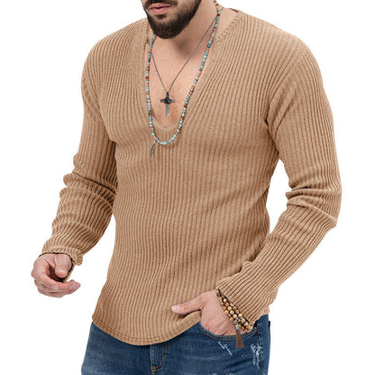 Herren Pullover Langarm V-Ausschnitt Moderner Schnitt