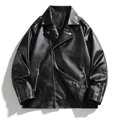 Lederjacke Herren Elegant Bikerjacke Schwarz Kunstleder