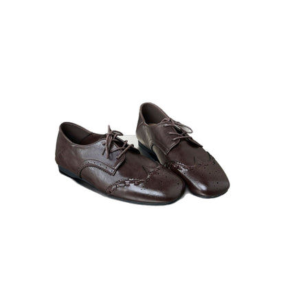 Damen Leder Schnürschuhe Elegante KomfortSchuhe mit Lochmuster